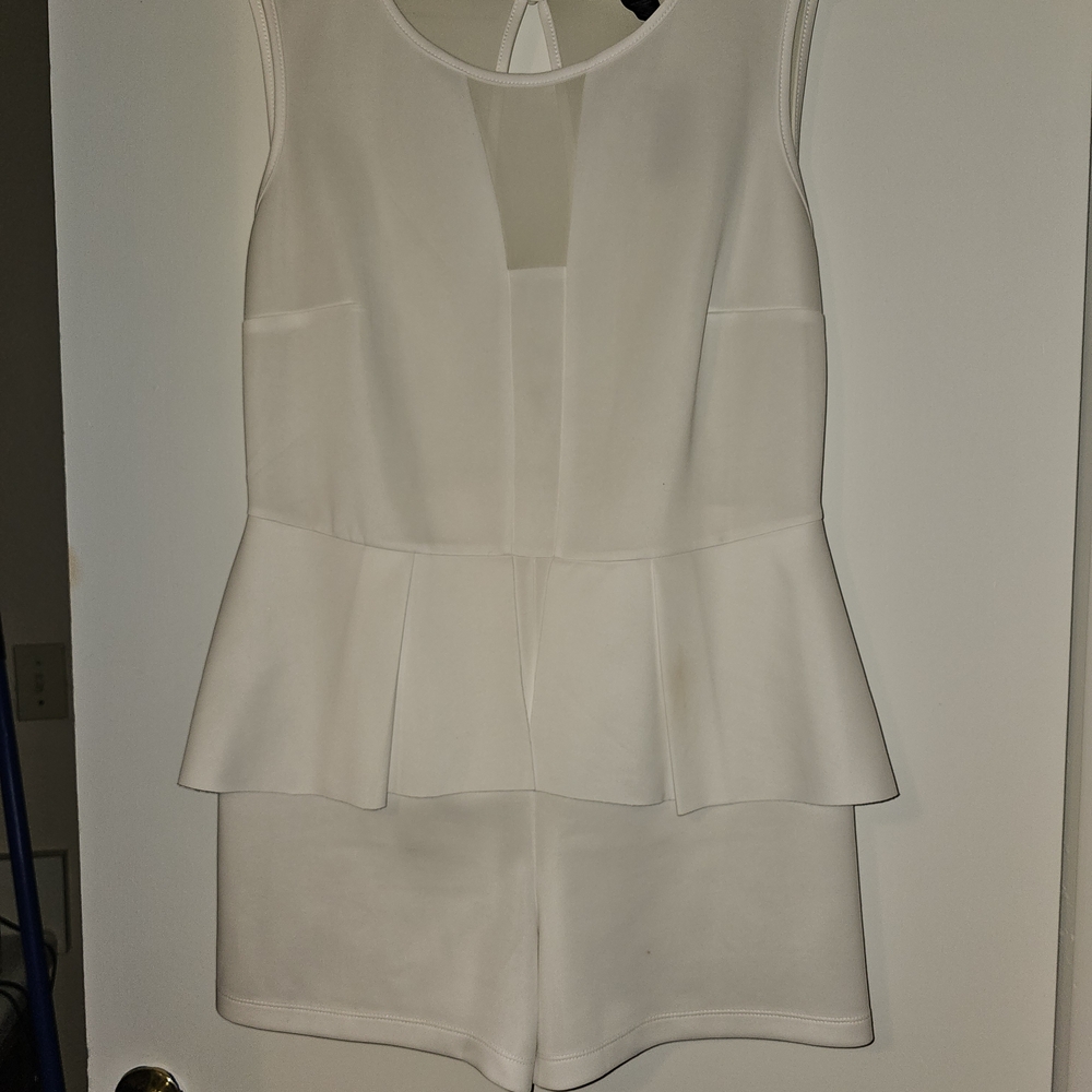 Ashley Stewart White Peplum Jumpsuit